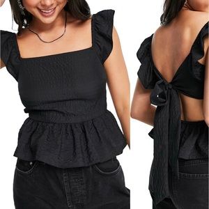 TOPSHOP TEXTURED TIE BACK TOP new!